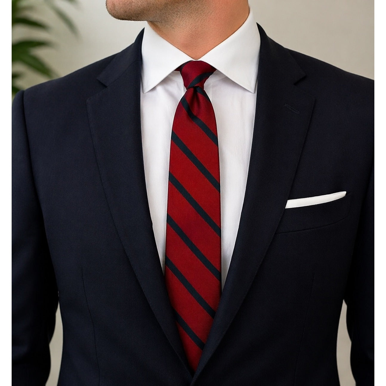 Tommy Hilfiger Silk Tie Red Navy Stripe Made in Italy Preppy Necktie 2000s