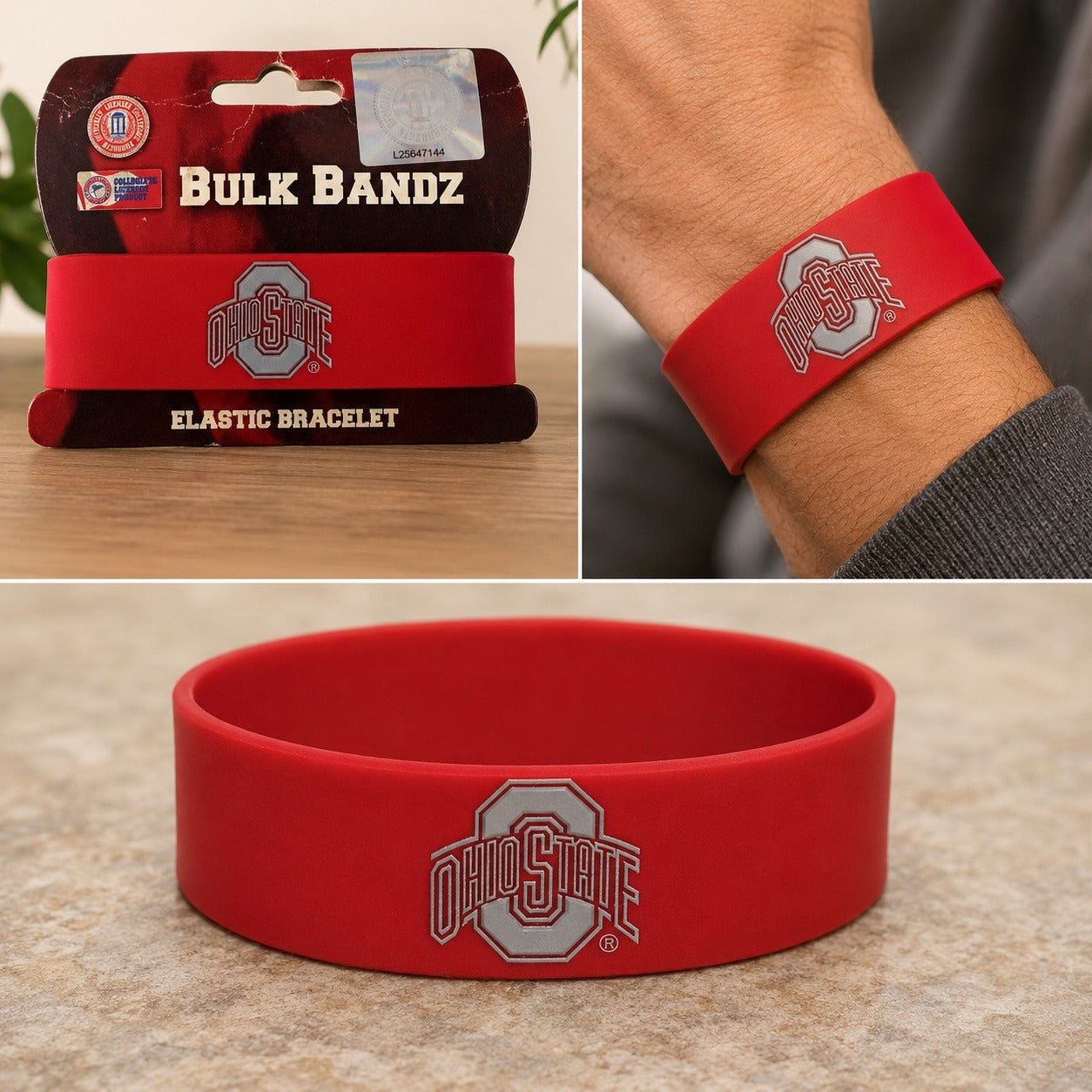 Ohio State Buckeyes Bulk Bandz Elastic Bracelet Red NCAA Wristband