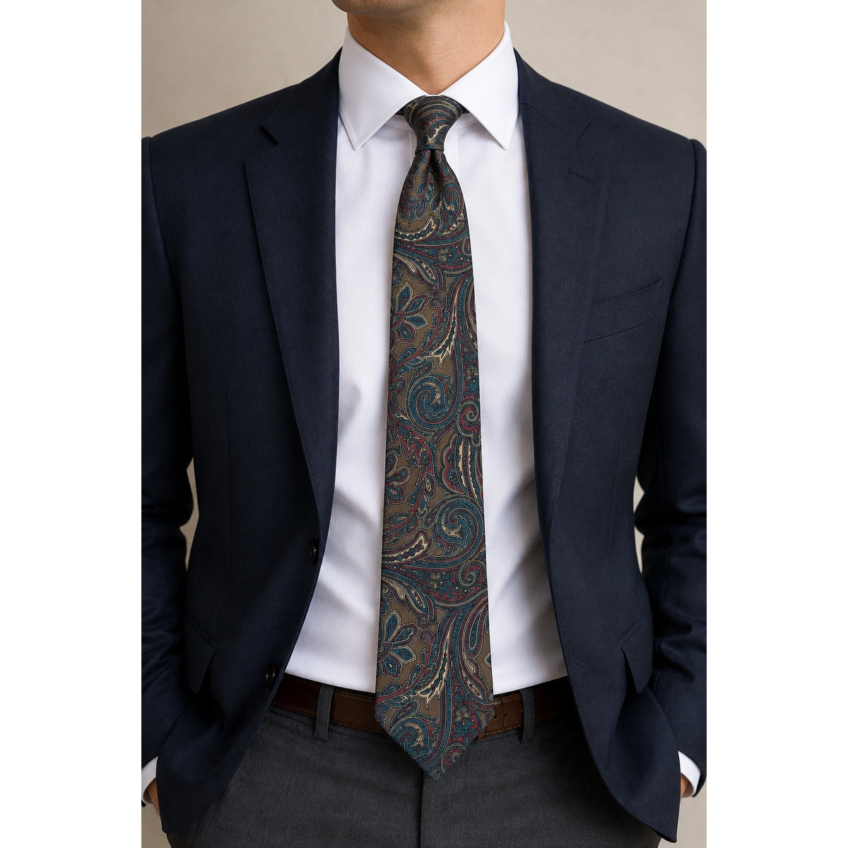 Etienne Aigner Paisley Necktie Vintage Brown Teal Burgundy Men's Tie 57x3