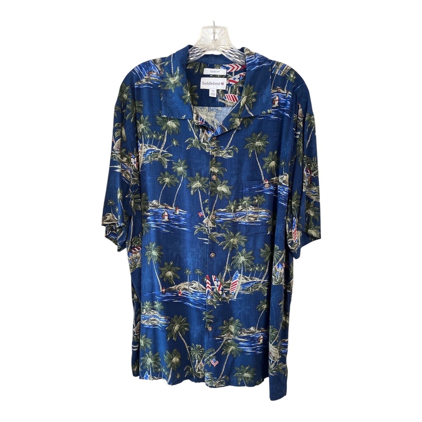Lot of 2 Saddlebred Men’s XXL Hawaiian Shirts – 100% Rayon – Classic Fit – Tropical Prints – 2010s