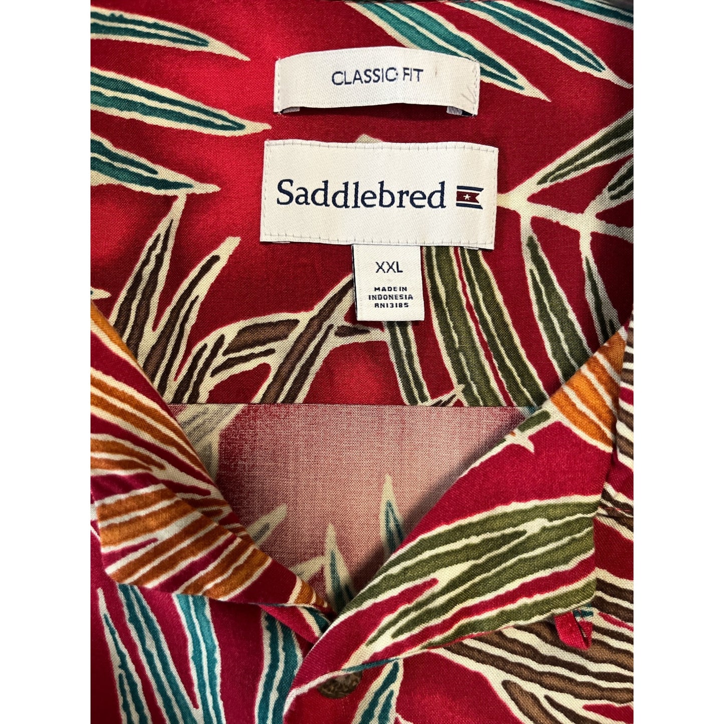 Lot of 2 Saddlebred Men’s XXL Hawaiian Shirts – 100% Rayon – Classic Fit – Tropical Prints – 2010s