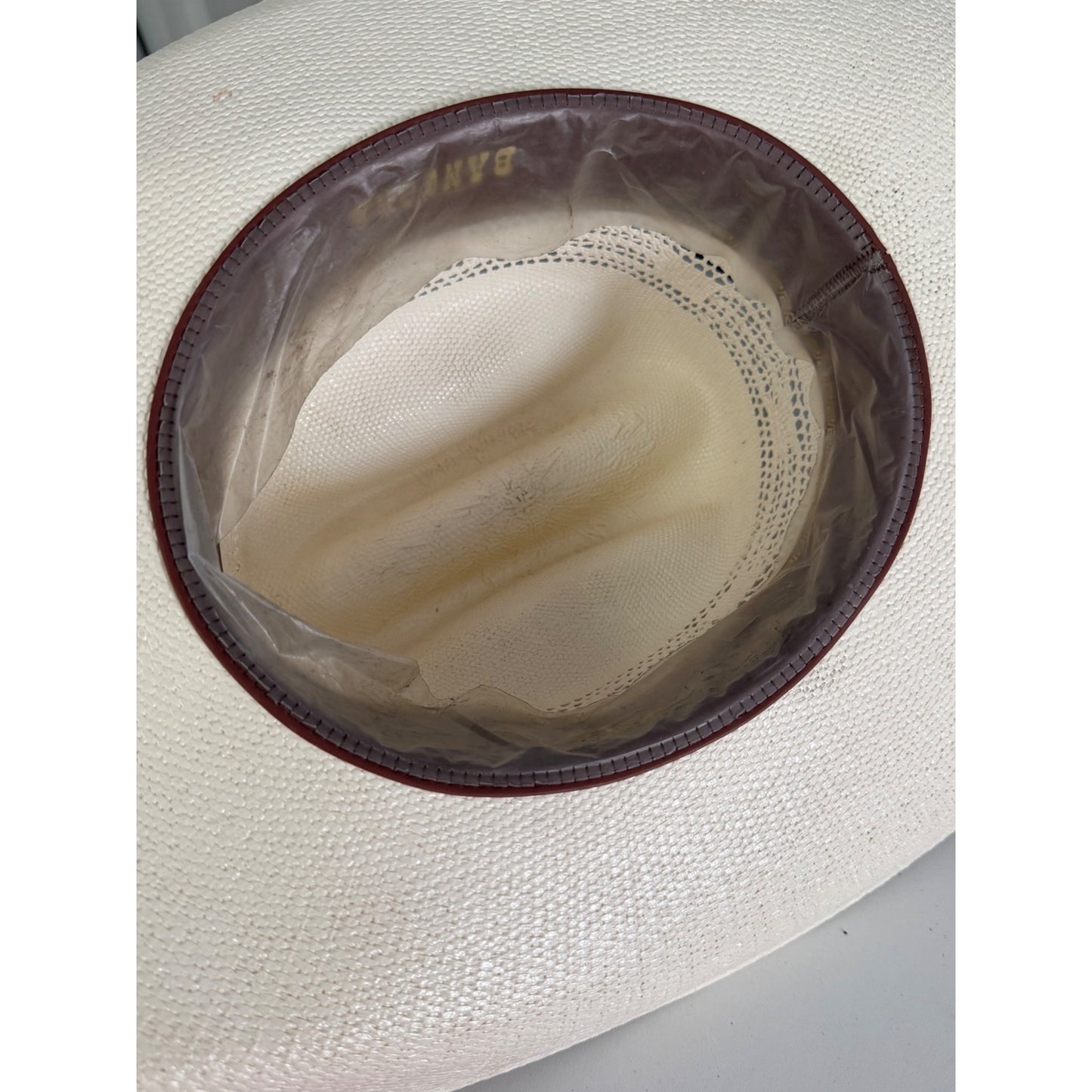 Turner Hat Company Bangora Straw Cowboy Hat Size 6 7/8 Small White Western Hat Ventilated Crown
