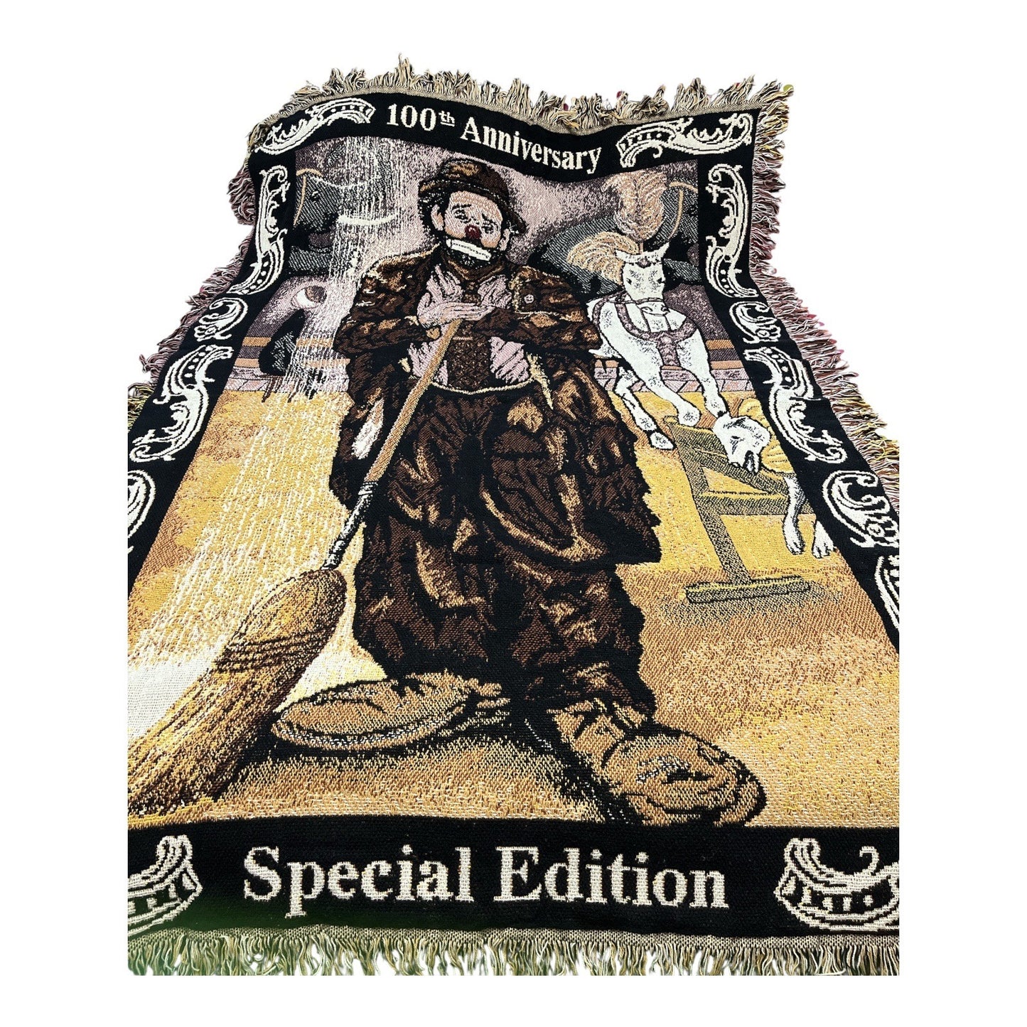 Emmett Kelly 100th Anniversary Special Edition Tapestry Throw Blanket Simply Country 1998