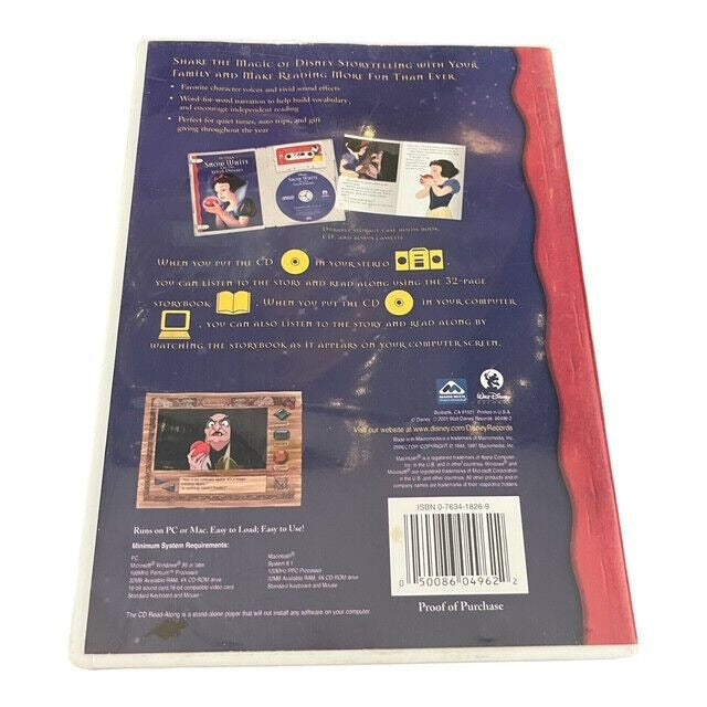 Vintage 1990s Disney Snow White Read-Along CD & Cassette Tape Set – Very Good Condition
