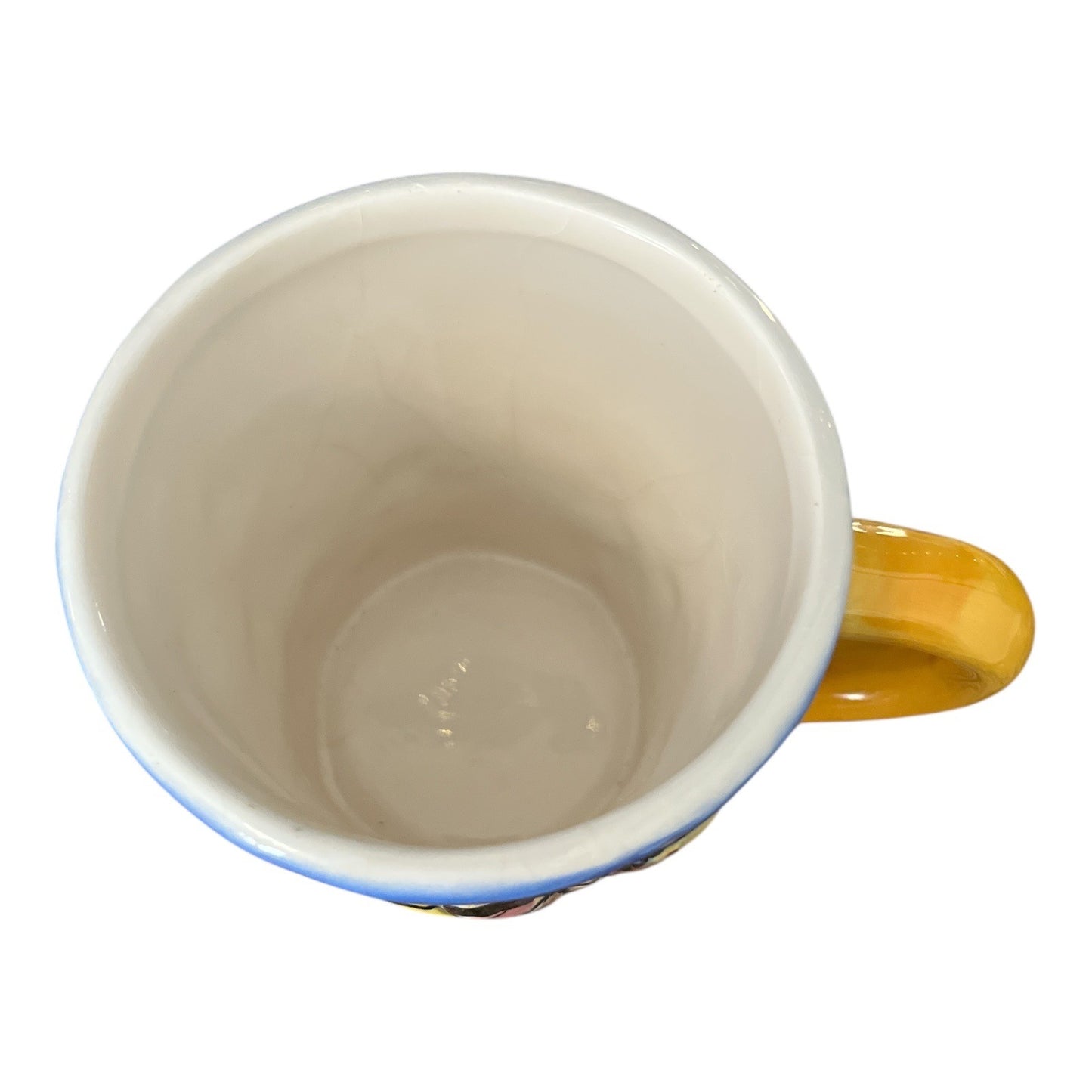 3D Relief Beach Scene Mug Raised Coastal Design Pastel Ocean Coffee Cup 4x4" 1990s–2000s