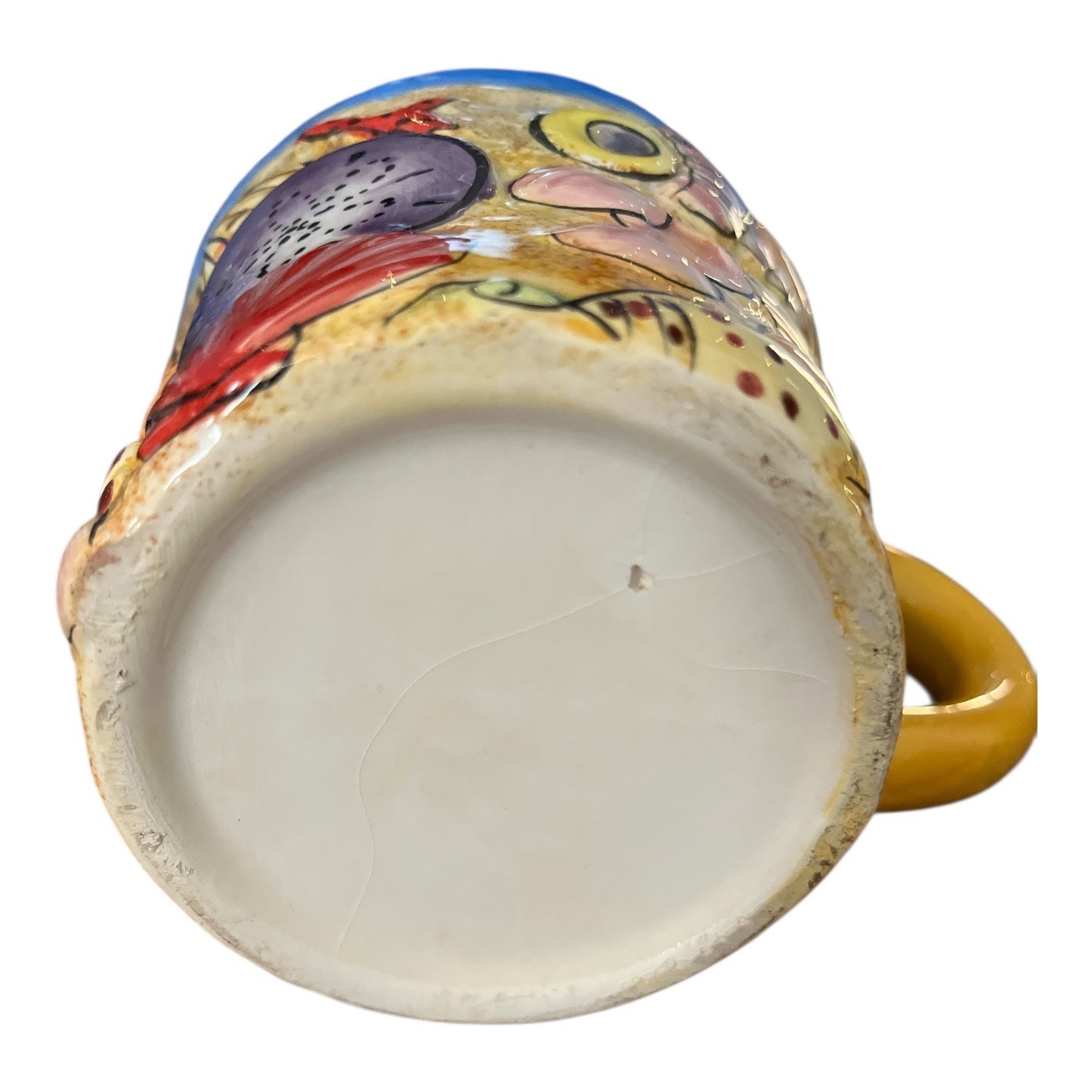 3D Relief Beach Scene Mug Raised Coastal Design Pastel Ocean Coffee Cup 4x4" 1990s–2000s