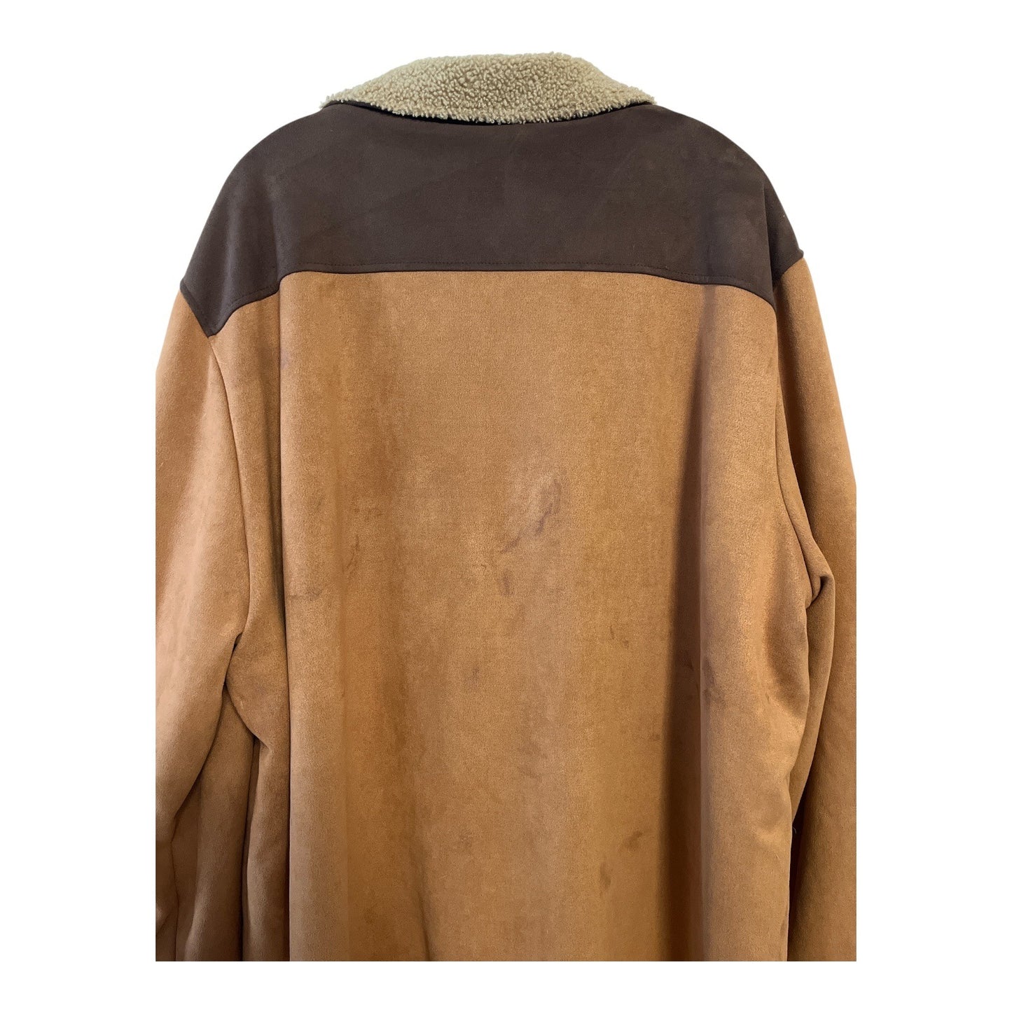 Vintage 90s-2000s Carhartt Sherpa-Lined Suede-Look Coat – Tagged 3XLT – Fits XL/2XL – Brown Western Barn Jacket