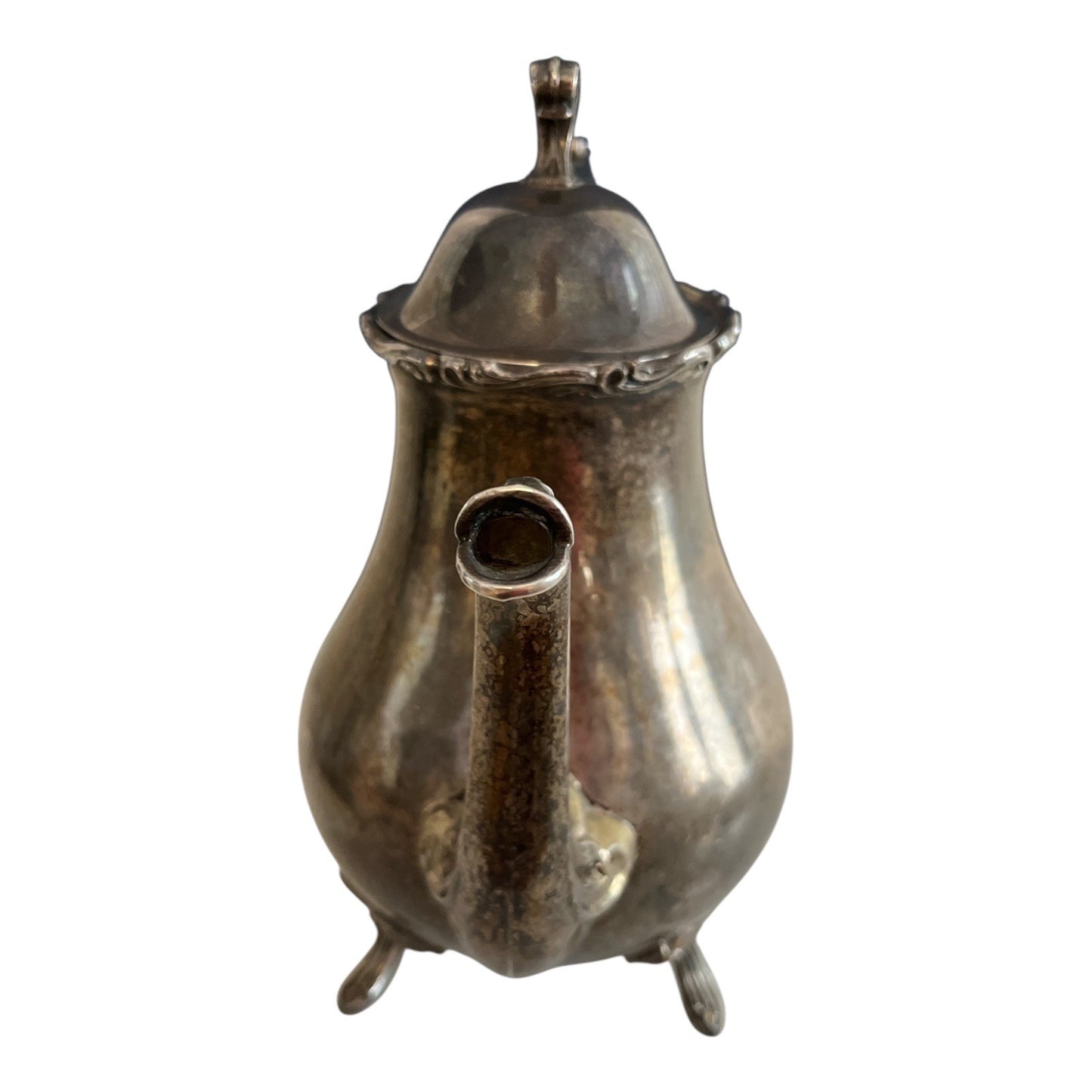 Vintage Leonard Silverplate Coffee Pot – Ornate Footed Teapot with Hinged Lid – 9.5" x 10"