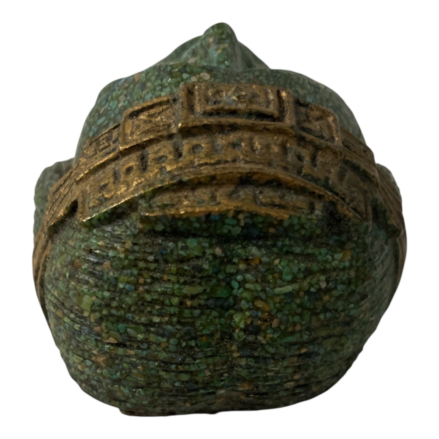Vintage Mayan Aztec Revival Wall Plaque – Green Stone Composite Head Sculpture – 4.5” – 1 lb 5 oz.