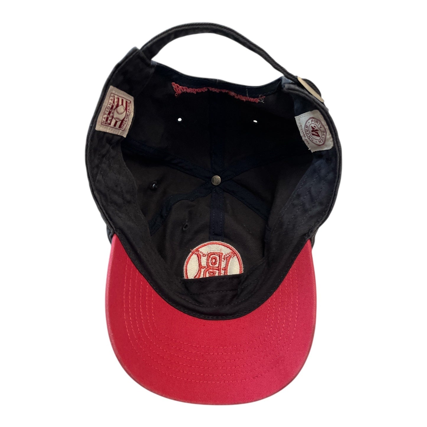 '47 Brand Women's Baseball Hall of Fame Adjustable Hat – Black & Red – Est. 1939 – One Size