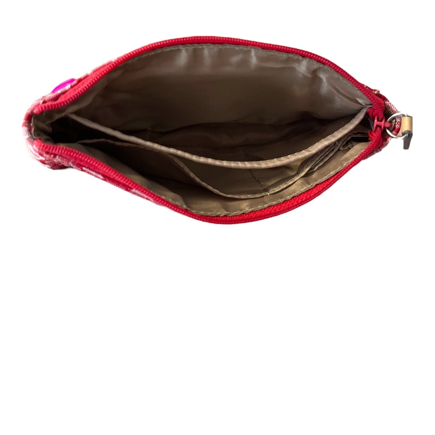 Set of 2 Vintage Nine West Makeup or Travel Pouches – Red Geometric & Black with Stitch Detail – Dual Compartments, Built-In Mirrors