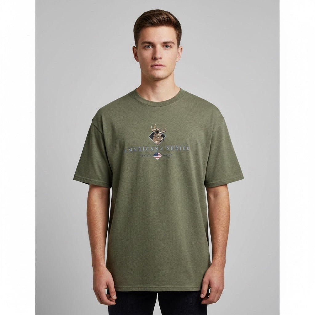 Vtg Early 2000s Americana Series Deer Graphic T-Shirt Delta Pro Weight 3XL