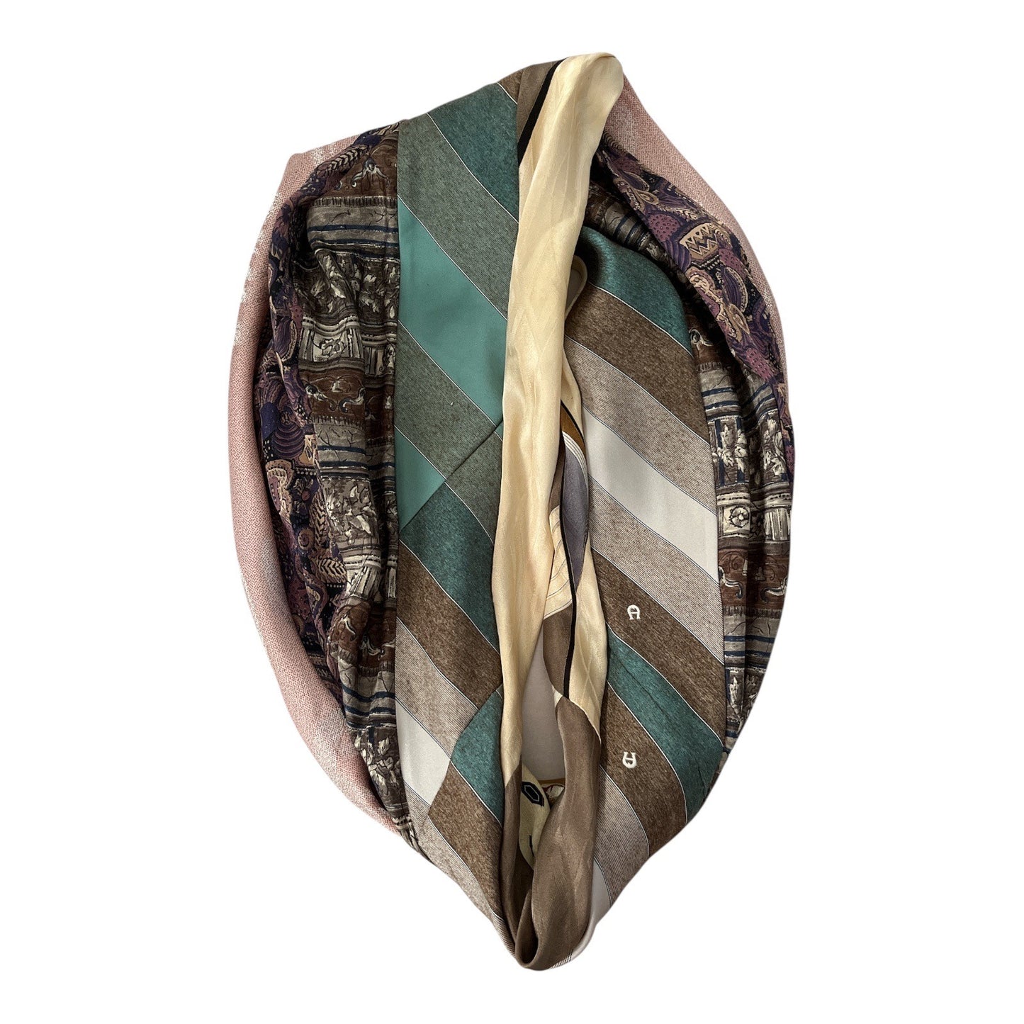 Handmade Infinity Scarf from Vintage Neckties – Etienne Aigner Silk Accent – 20" Loop – Upcycled Patchwork Scarf