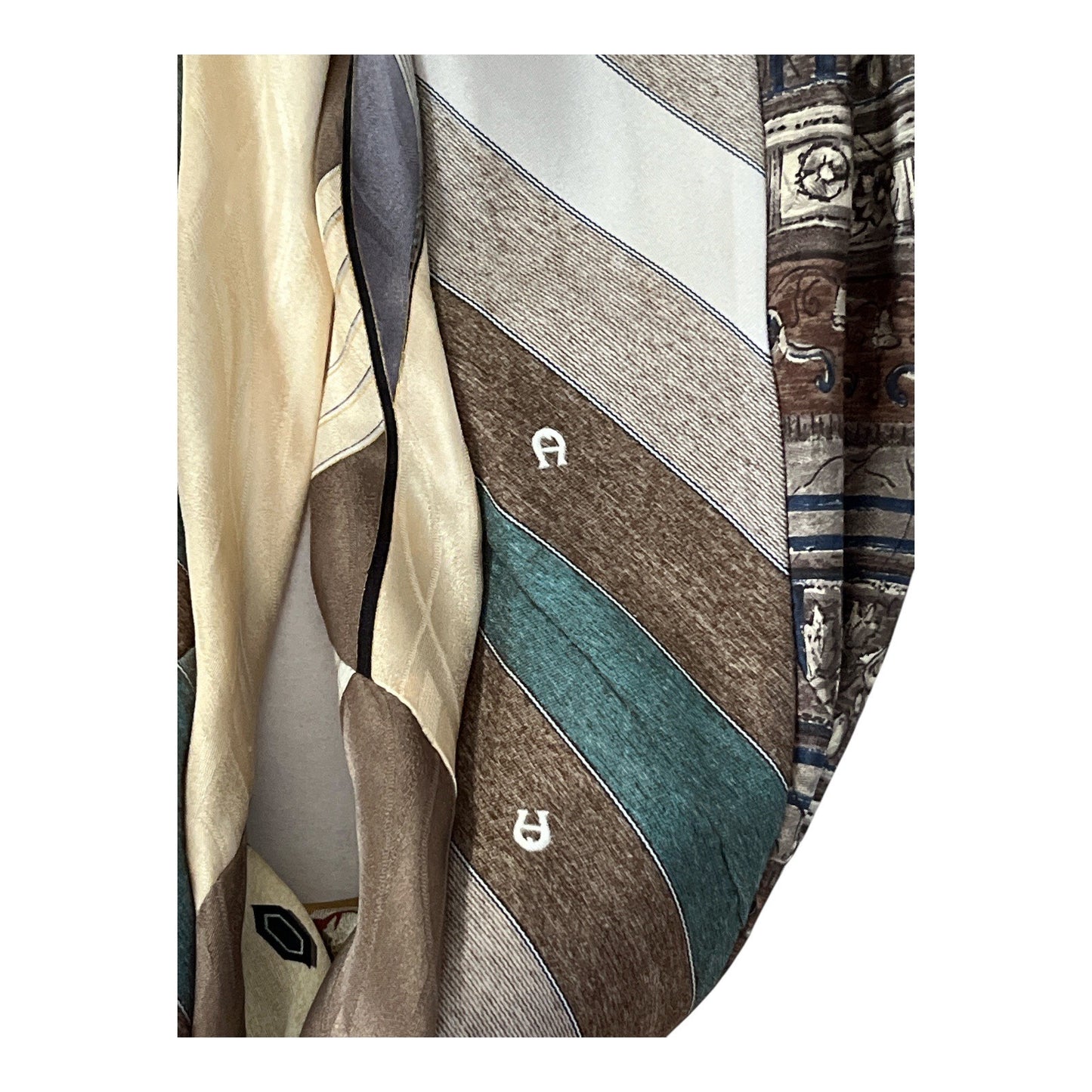 Handmade Infinity Scarf from Vintage Neckties – Etienne Aigner Silk Accent – 20" Loop – Upcycled Patchwork Scarf