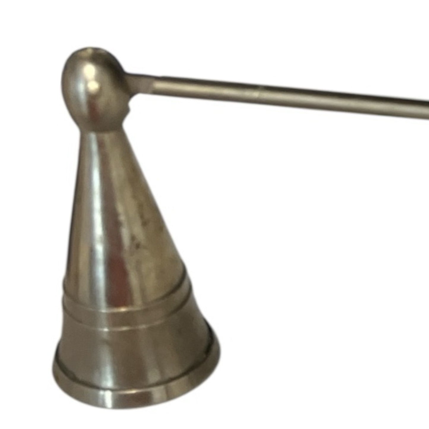 Silver Tone Metal Candle Snuffer – Long Handle, Rotating Bell, Tapered Cone – Vintage