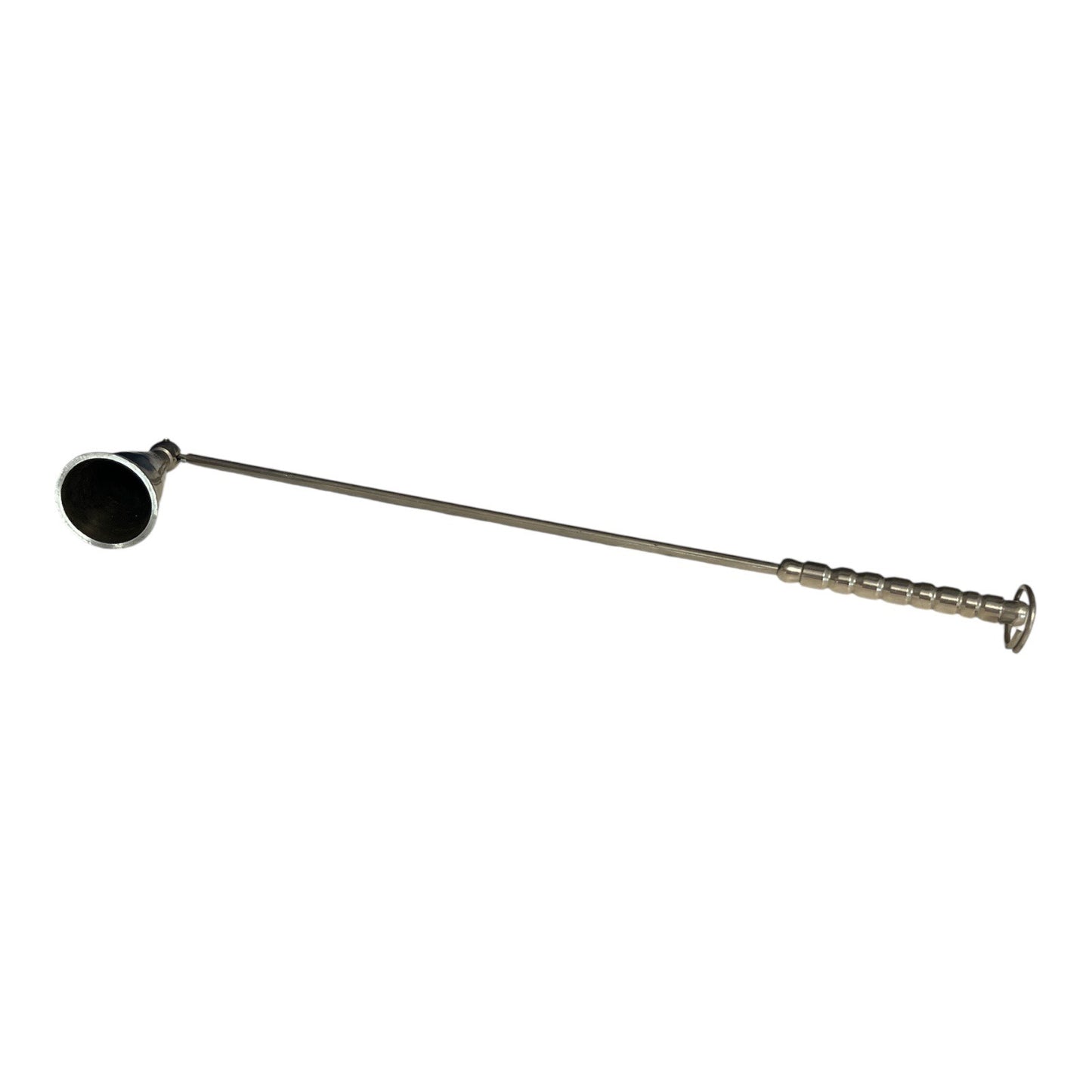 Silver Tone Metal Candle Snuffer – Long Handle, Rotating Bell, Tapered Cone – Vintage