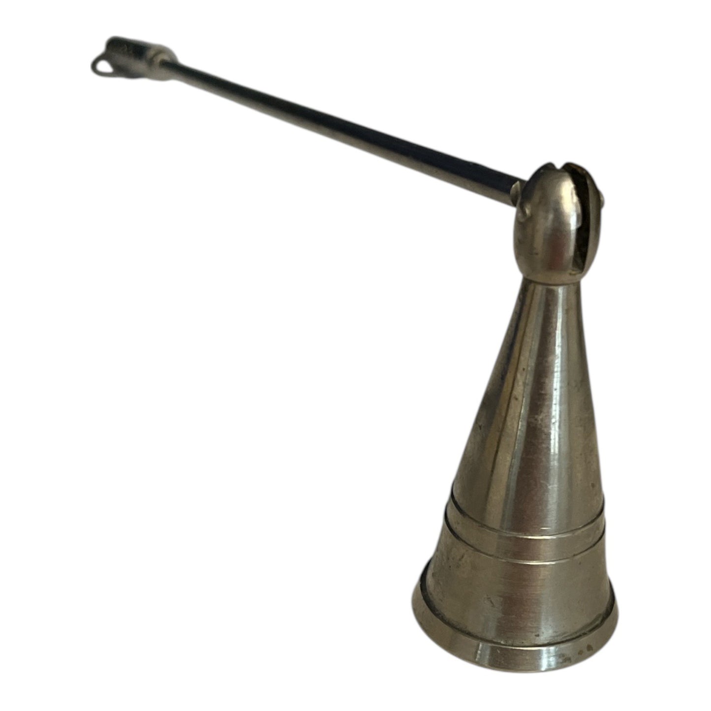 Silver Tone Metal Candle Snuffer – Long Handle, Rotating Bell, Tapered Cone – Vintage
