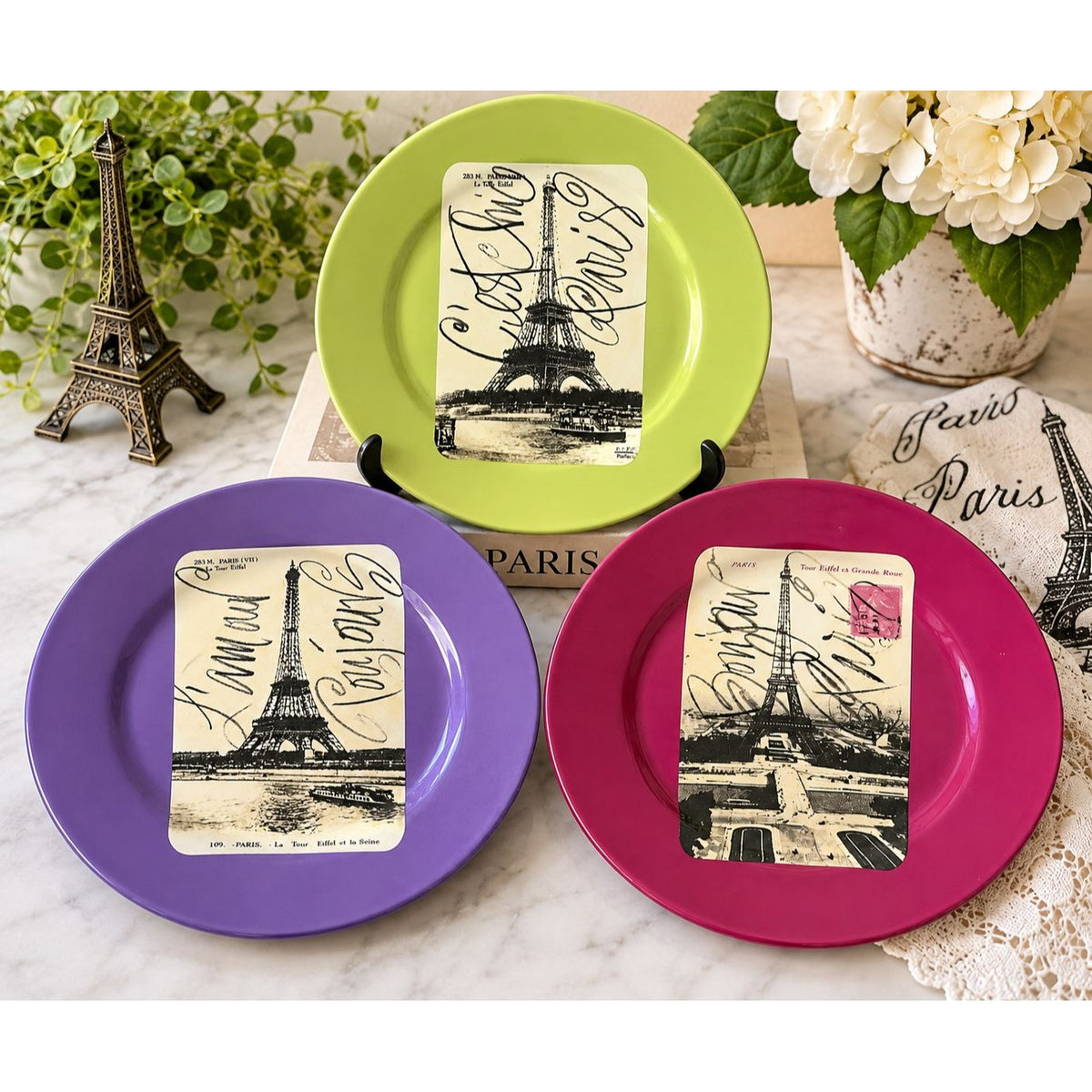 Rosanna Studio Paris A La Mode Eiffel Tower Dessert Plates Set of 3 8 Inch