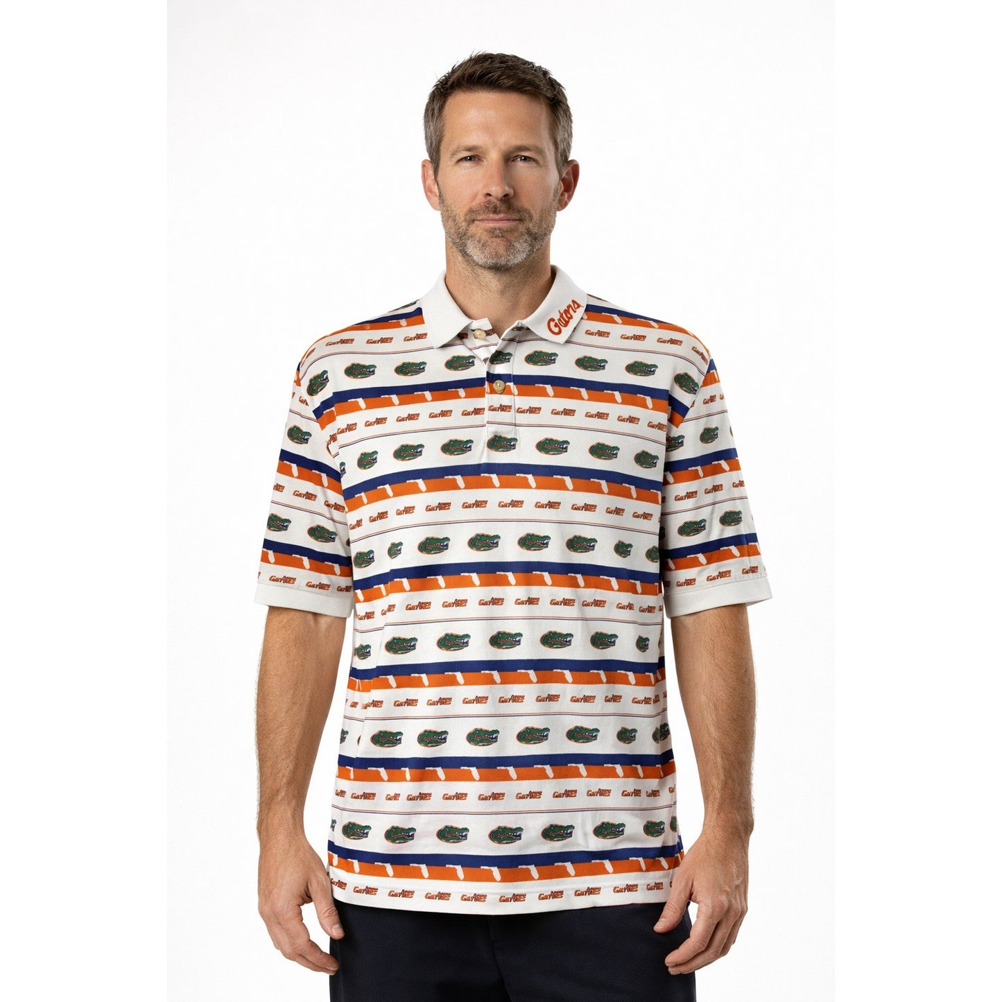 Vintage Florida Gators All Over Print Polo Shirt Chiliwear Cotton NCAA Large