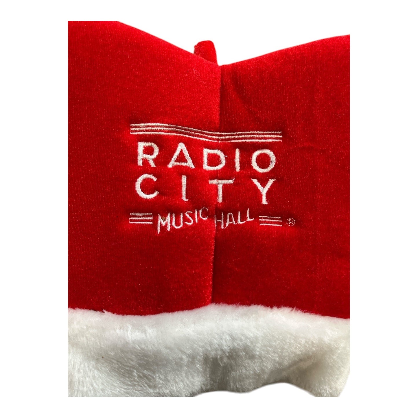 Radio City Music Hall Red Santa Hat with White Faux Fur Trim