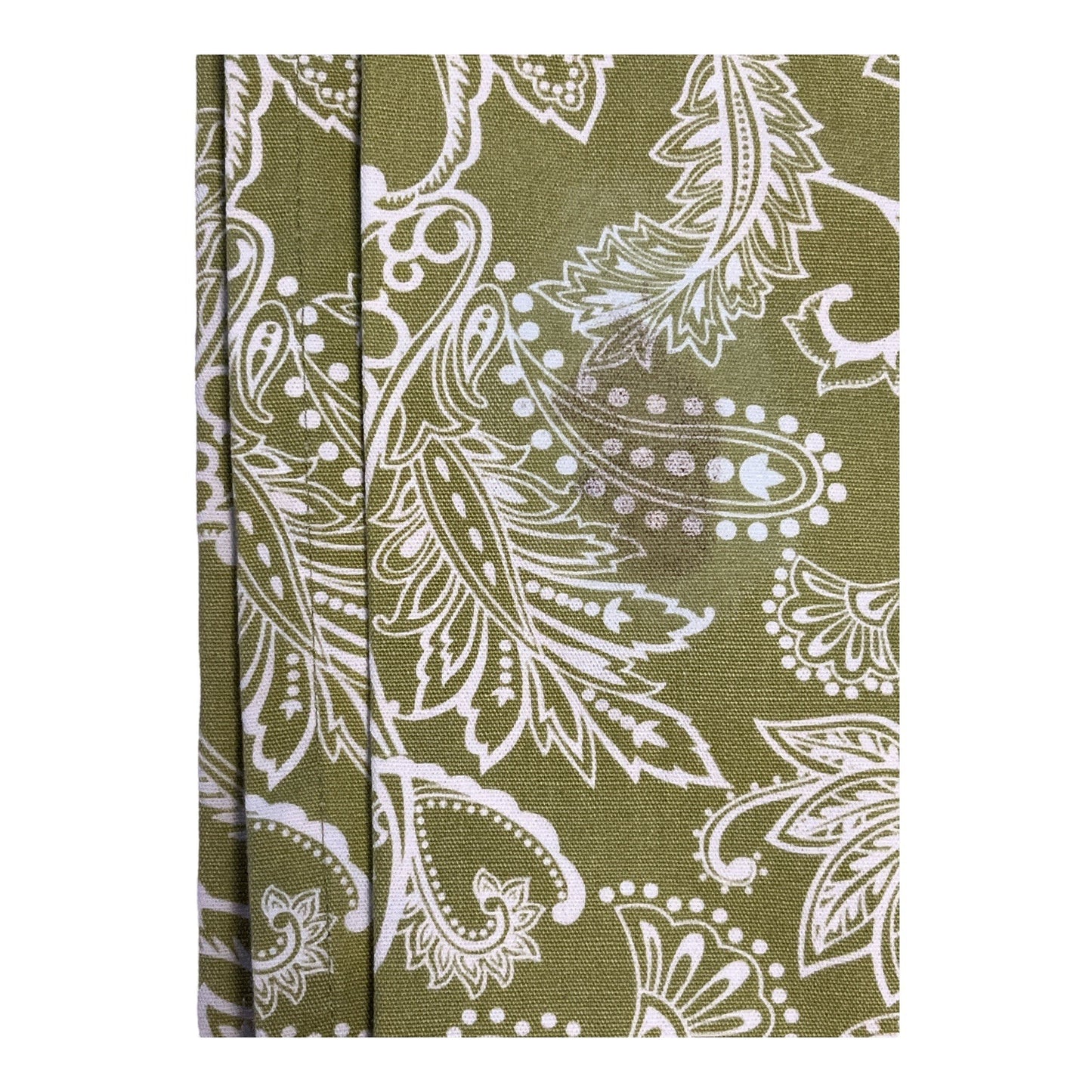 Ridgefield Home 100% Cotton Curtain Panels – Green & White Paisley Print – 80” x 60” – Set of 2