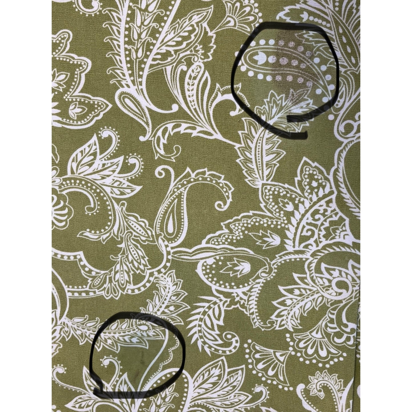 Ridgefield Home 100% Cotton Curtain Panels – Green & White Paisley Print – 80” x 60” – Set of 2