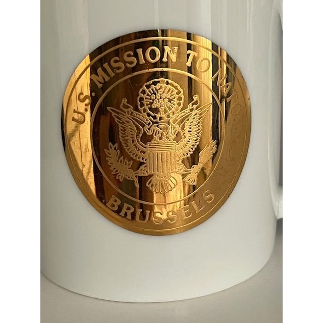 Vintage U.S. Mission to NATO Brussels Coffee Mug – Gold Seal Emblem