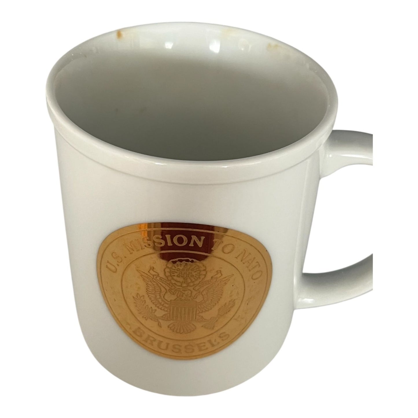 Vintage U.S. Mission to NATO Brussels Coffee Mug – Gold Seal Emblem