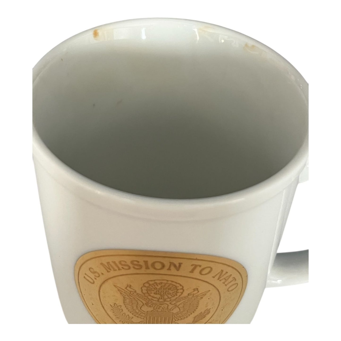 Vintage U.S. Mission to NATO Brussels Coffee Mug – Gold Seal Emblem