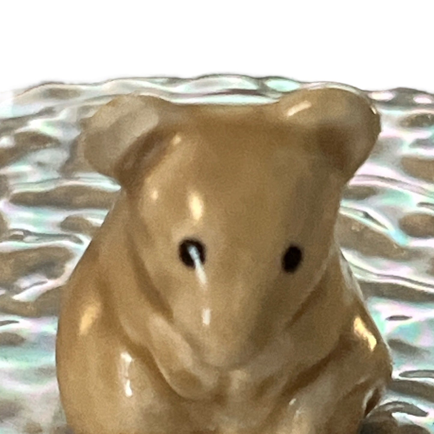 VTG Sylva Ceramics England Covered Cheese Dish with Mouse Handle | Iridescent Glaze | Vintage Pottery
