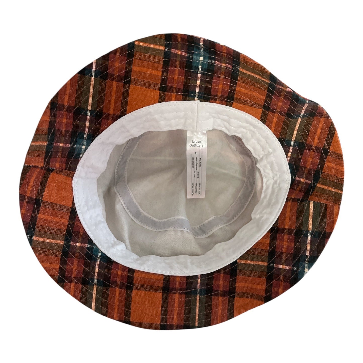 Urban Outfitters Orange Plaid Cotton Bucket Hat