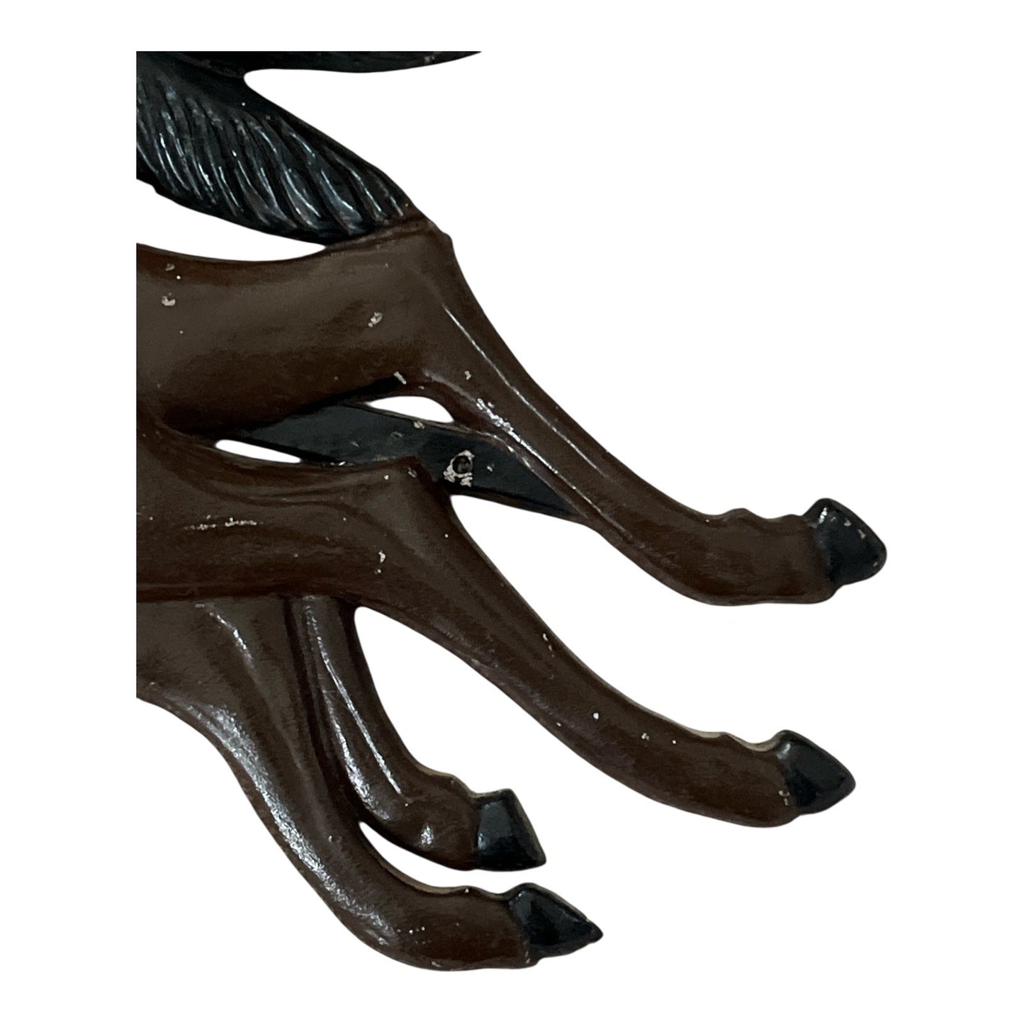 Vintage Cast Iron Wall Hanging – Leaping Three-Horse Team – Brown with Black Harness