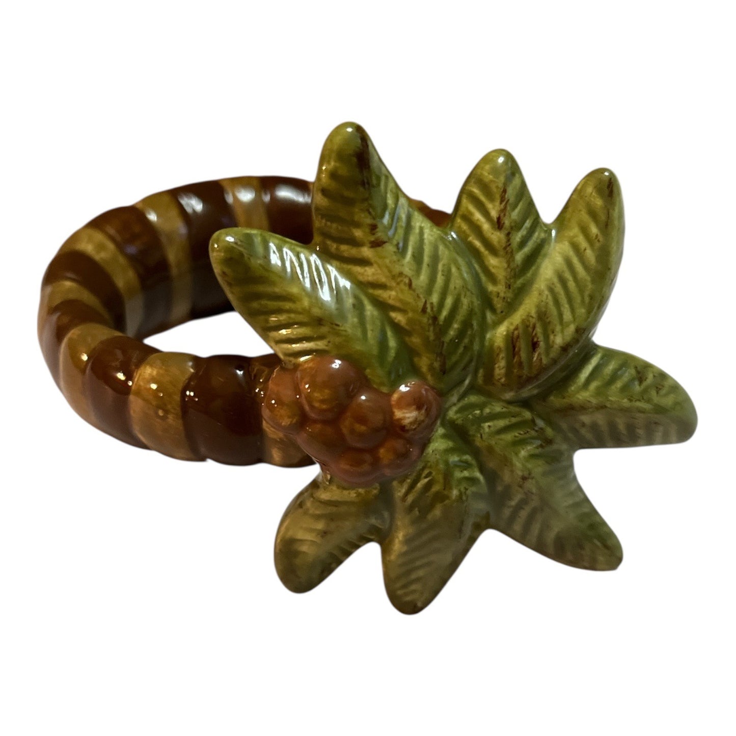 Palm Tree Napkin Rings – Bealls Palm Dinnerware, Tropical Ceramic Table Decor – Choose Quantity
