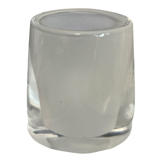 1980s Art Glass Votive Candle Holder – Frosted & Clear Heavy Glass 3.25”