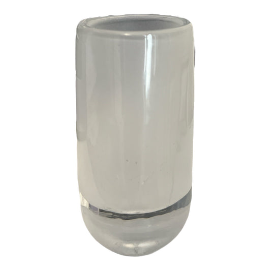 1980s Art Glass Votive Candle Holder – Frosted & Clear Heavy Glass 3.25”