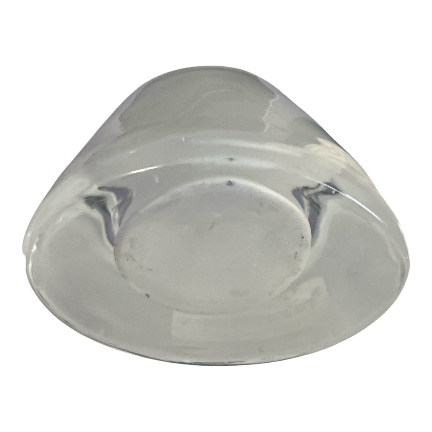 1980s Art Glass Votive Candle Holder – Frosted & Clear Heavy Glass 3.25”
