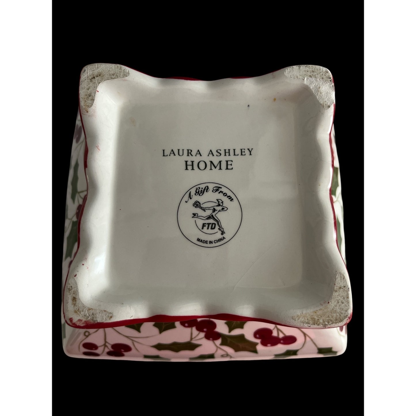 VTG Laura Ashley FTD Christmas Ceramic Planter – Holly & Berry Garland