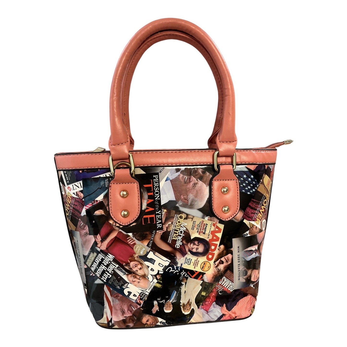 Political Magazine Collage Handbag & Wallet Set – Joe Biden, Barack & Michelle Obama, Kamala Harris