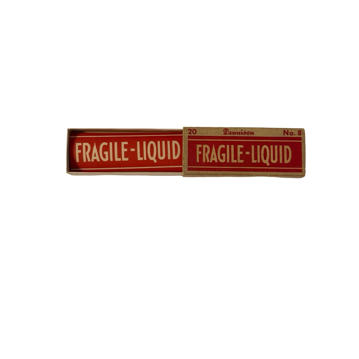 Vintage Dennison No. 8 Fragile Liquid Shipping Labels Original Box with 7 Unused Labels