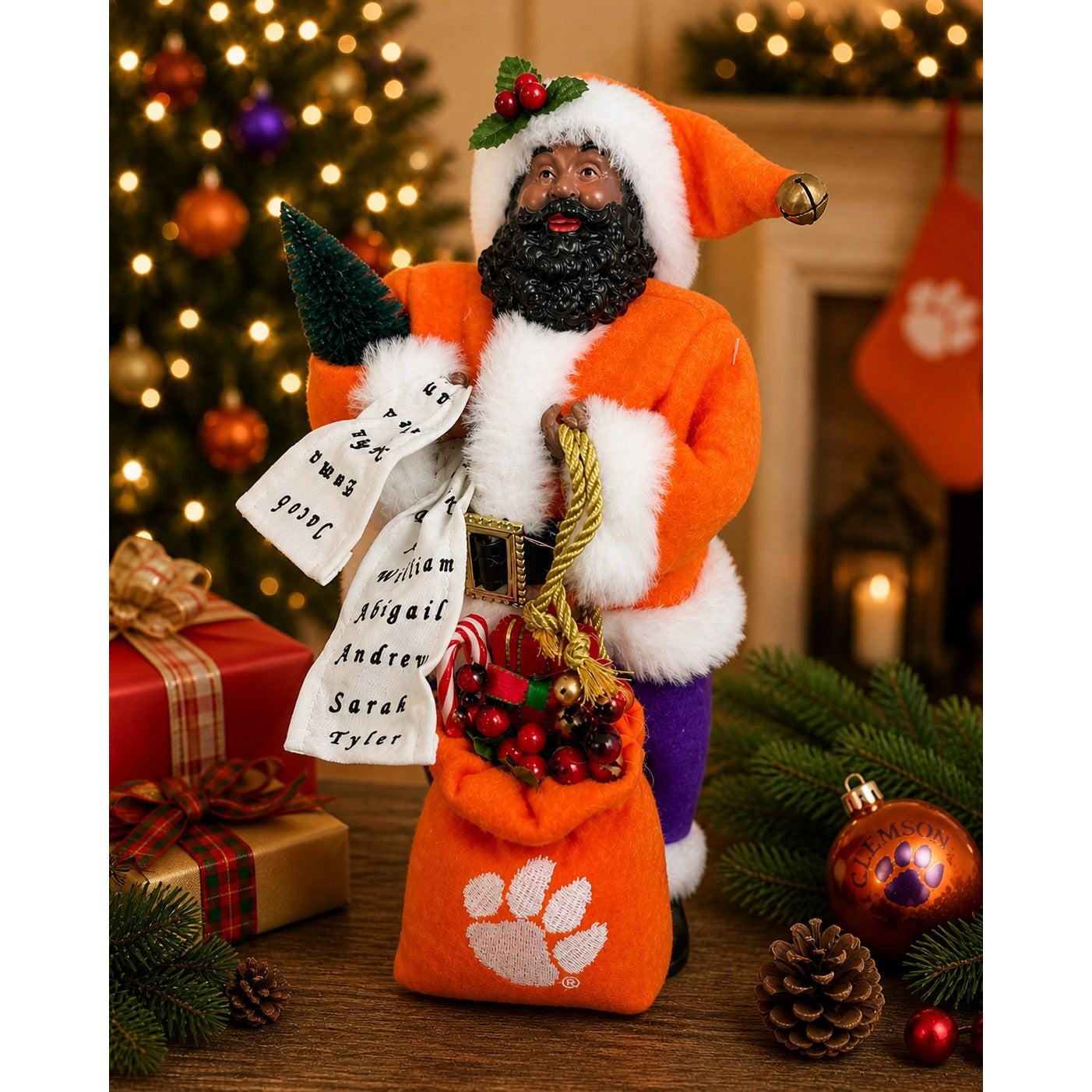 Santa’s Workshop Clemson Tigers Santa Figurine 12” Handcrafted Collectible $65 Retail