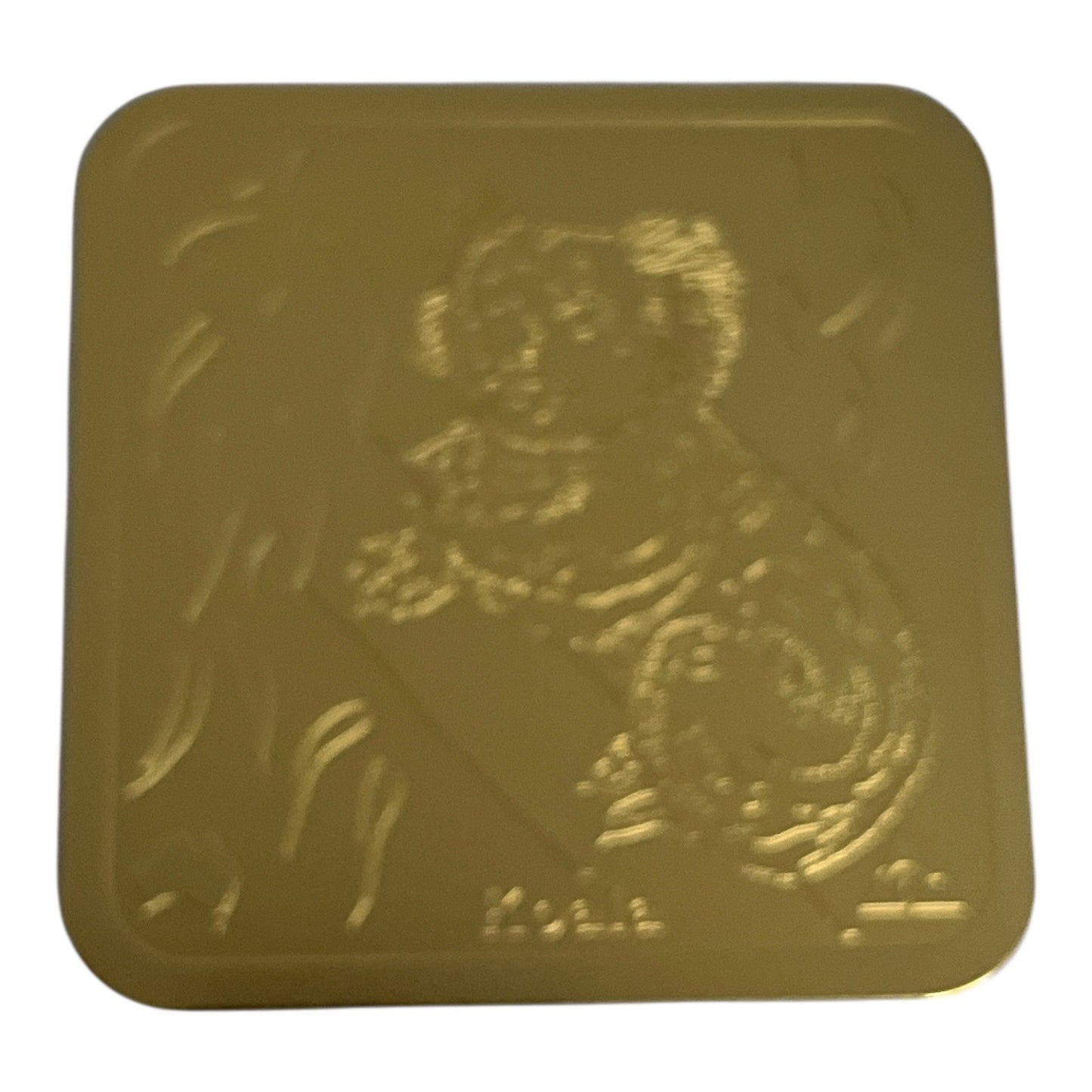 Vintage Koala Coasters – Set of 6 Metallic Gold-Tone with Blue Felt Backing – 3.5” Square – 1980s