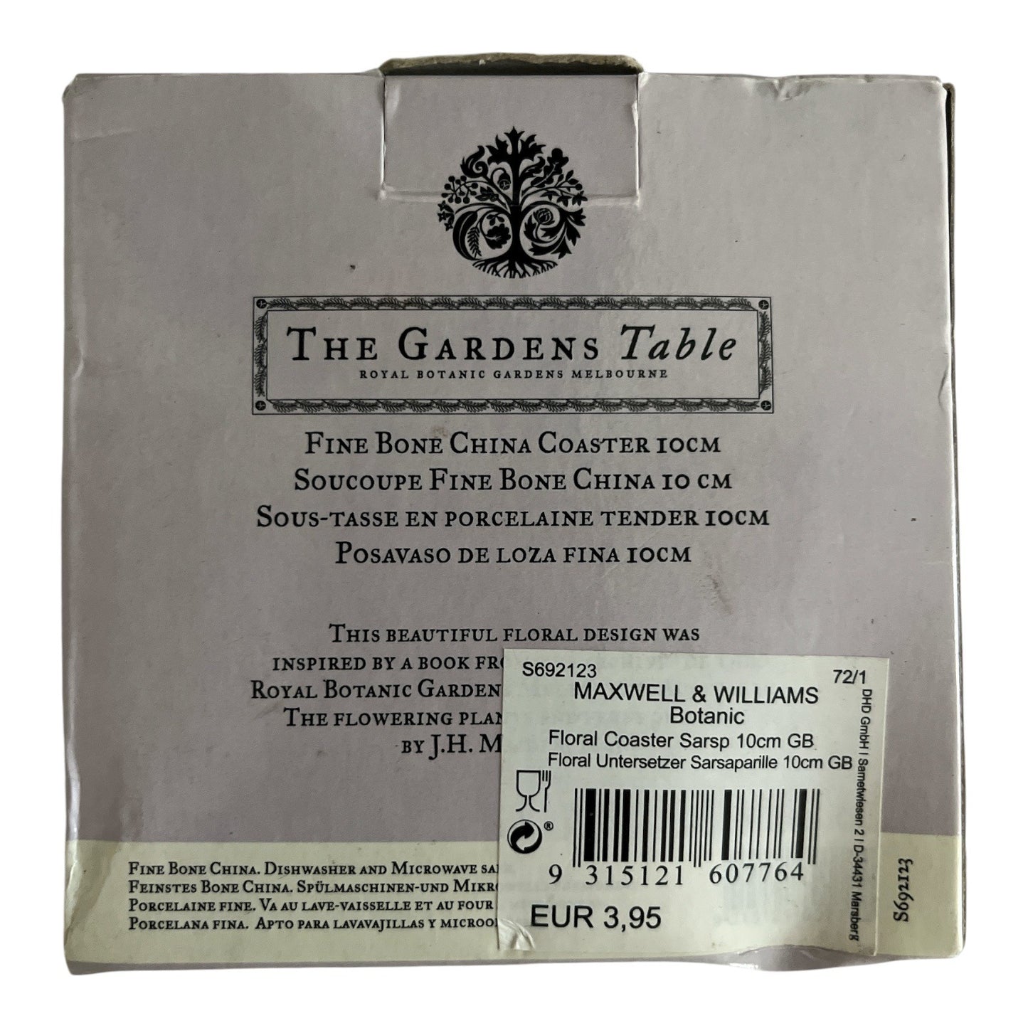 Maxwell & Williams The Gardens Table Botanic Plates – False Sarsaparilla – 2007 – Fine Bone China