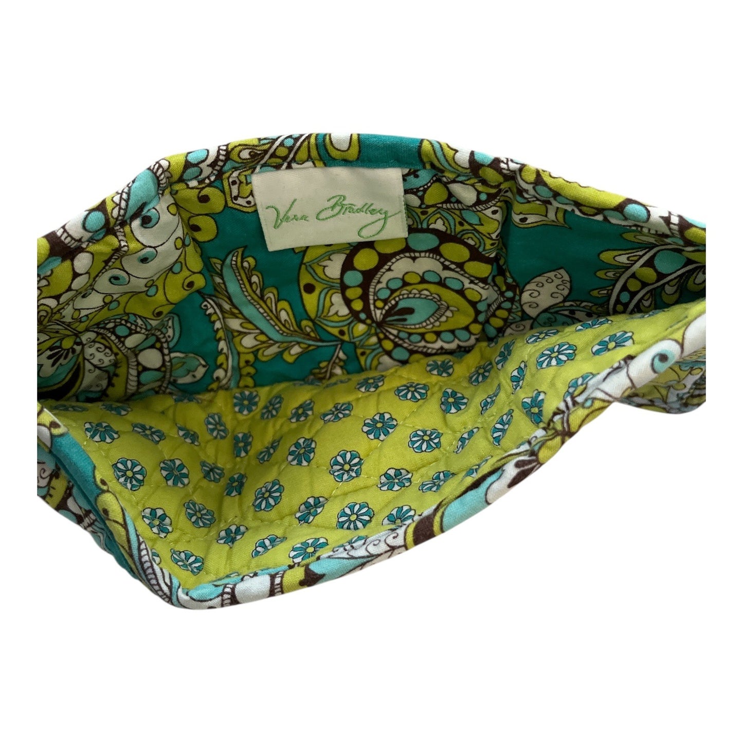 Vera Bradley Quilted Tri-Fold Wallet – Blue/Green Paisley Floral Print *Java Blue*