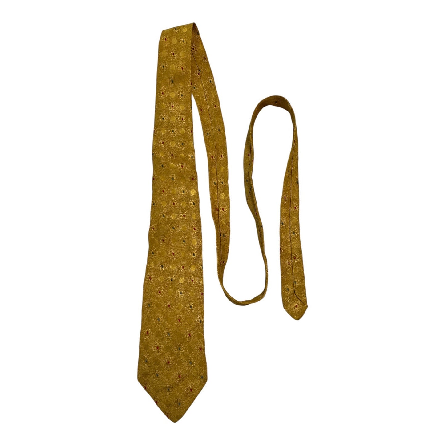 Vintage Gold Geometric Necktie – 56” x 3” – Mid-Century Style Men’s Tie