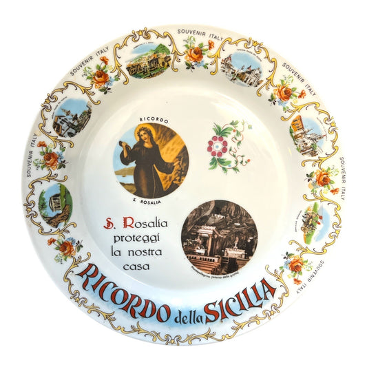 1970s-80s Galvani Royal Tognana Souvenir Plate – Ricordo della Sicilia – St. Rosalia