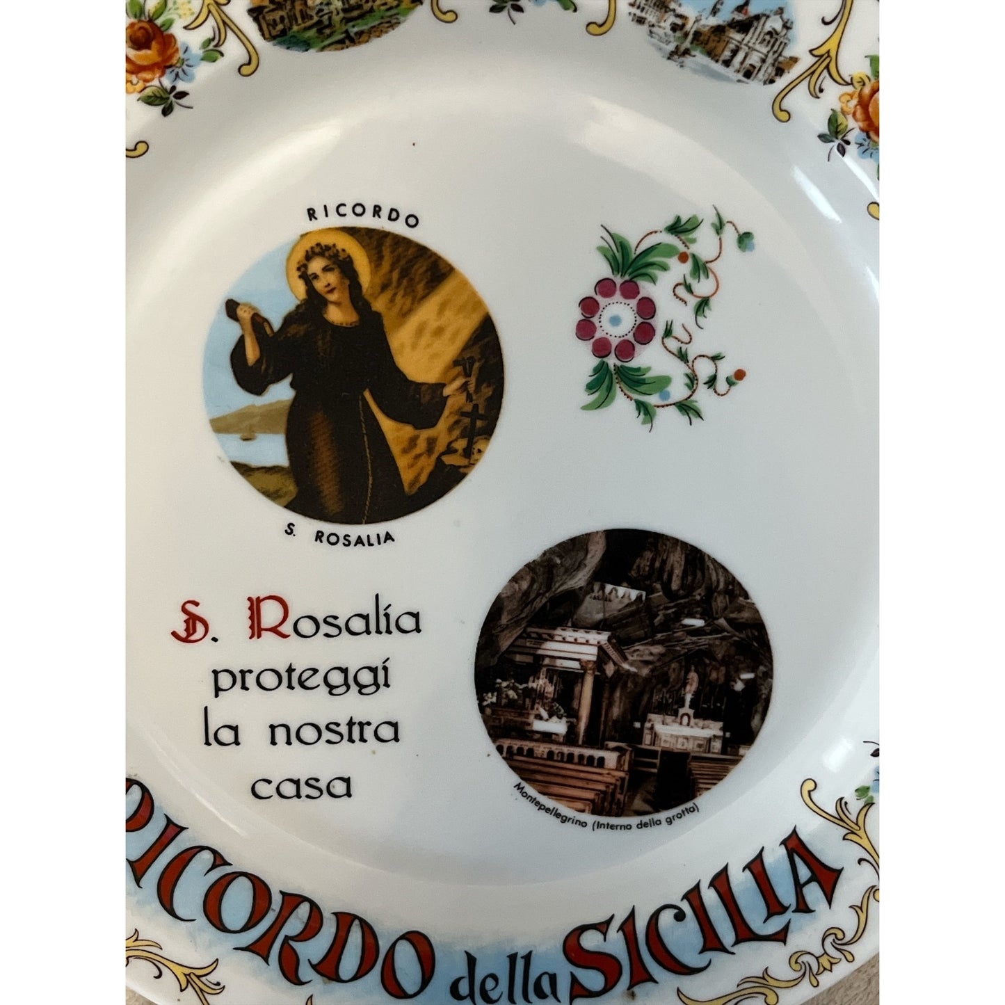 1970s-80s Galvani Royal Tognana Souvenir Plate – Ricordo della Sicilia – St. Rosalia