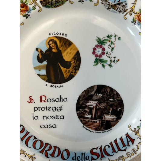 1970s-80s Galvani Royal Tognana Souvenir Plate – Ricordo della Sicilia – St. Rosalia
