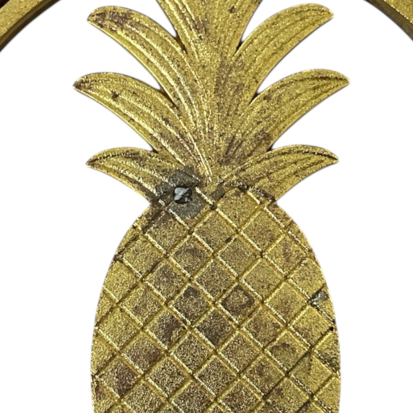 Thirstystone Acacia Wood Pineapple Trivet | Gold Zinc Alloy Inlay | 7.5" Round | Tropical Decor