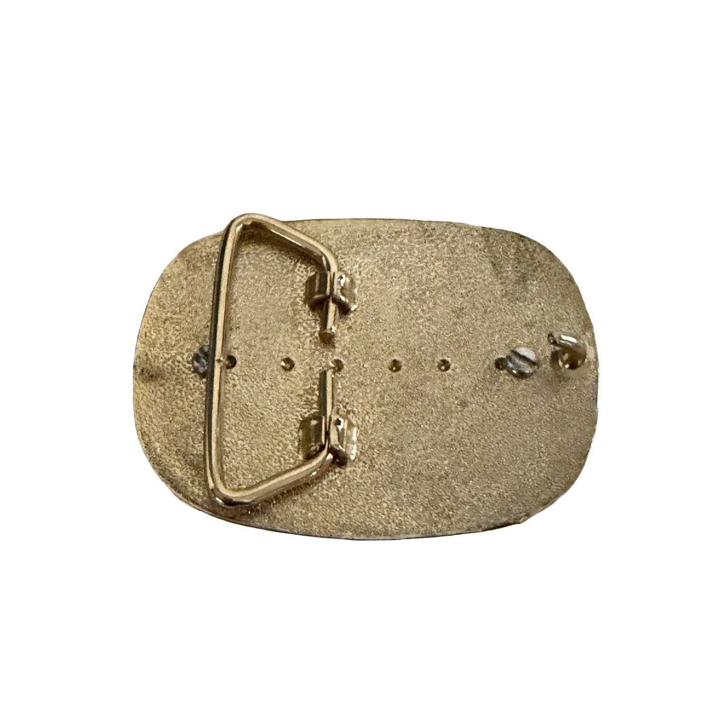 Vintage Western Belt Buckle Blank Coin Stone Setting Ornate Gold Tone 3 Inch