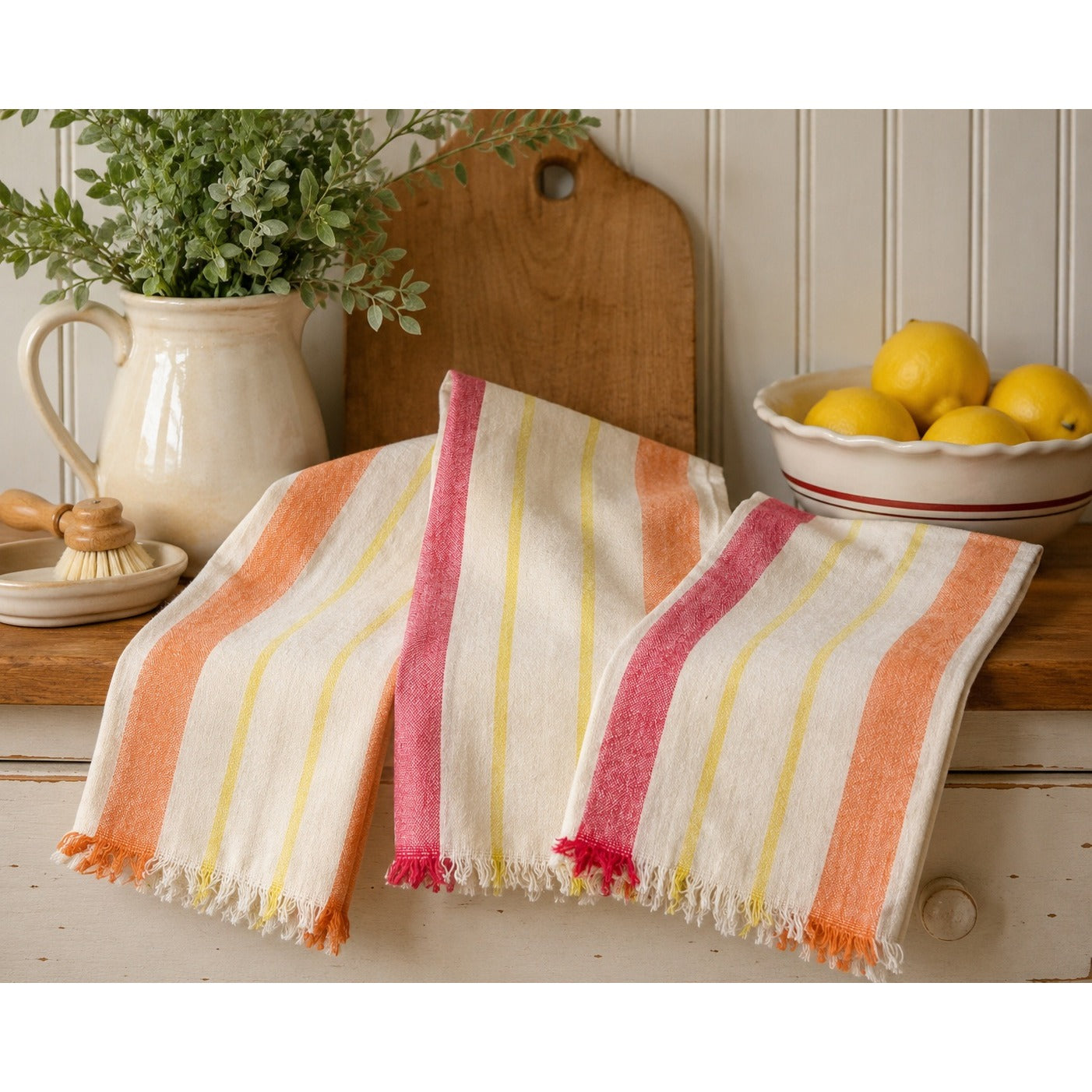 Vintage Cannon Cotton Kitchen Towels Set of 3 Striped Dish Towels USA Made 20x14